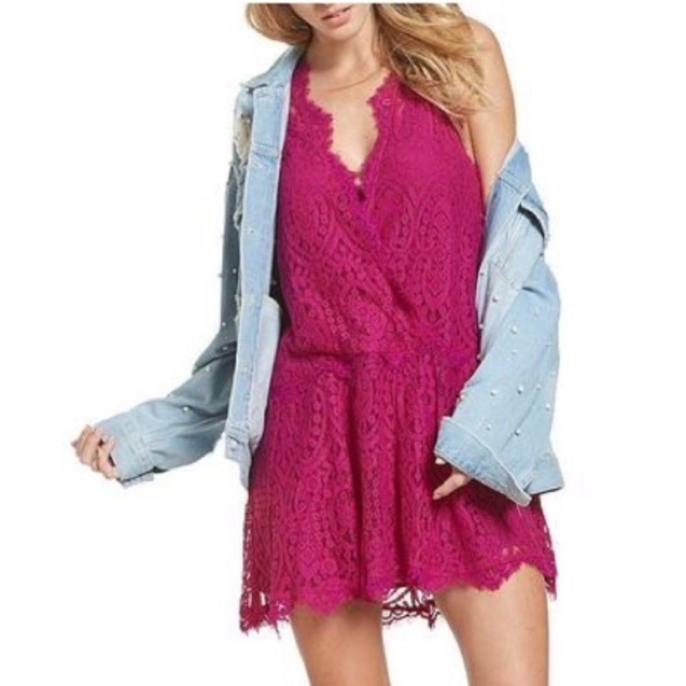 Free People Dress Pink Heart In Two Lace Mini - Picture 3 of 8